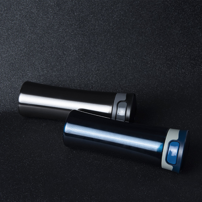 Термокружка дорожная  вакуумная DISCOVER, 450 мл, серый,  пластик, металл