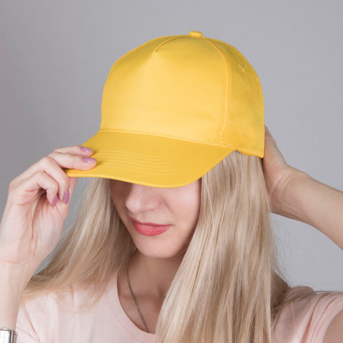 Бейсболка "Hit", 5 клиньев,  застежка на липучке, белый, 100% п/э, плотность 130 г/м2