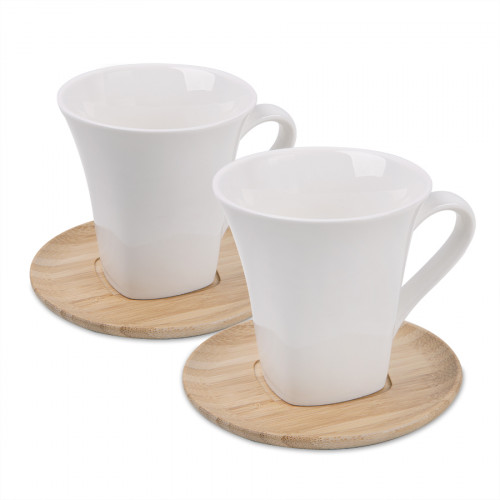 Чайные пары  "Натали" 2 штуки в упаковке, 19,5х19х9см, 200мл, фарфор, бамбук