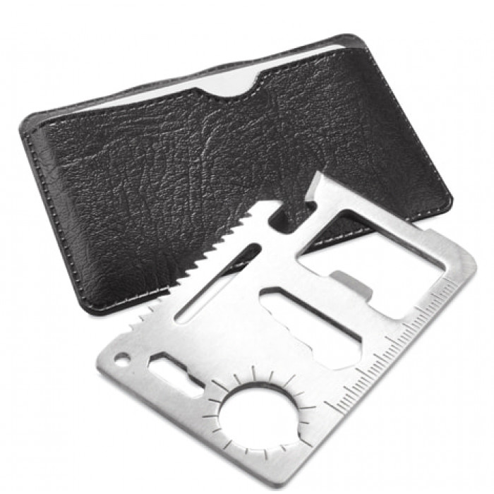 Мультиинструмент WICAX в чехле из  искусственной кожи, 7 x 4.5 см,  нерж. сталь, черный, серебристый
