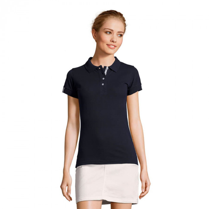 Поло "Portland Women", темно-синий, серый_XL, 100% х/б, 200г/м2