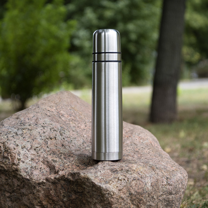 Термос с двумя кружками, D=8 см, H=34,2 см, 1000 мл, металл