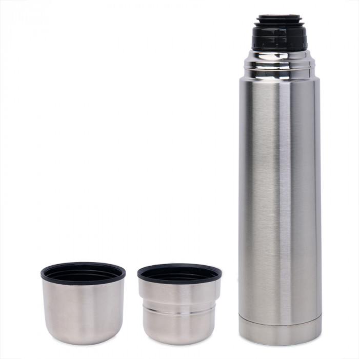 Термос с двумя кружками, D=8 см, H=34,2 см, 1000 мл, металл