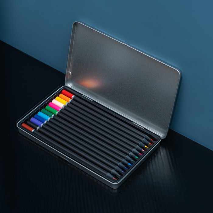 Цветные карандаши PROFESSIONAL, 12 цветов,  в металлической коробке, дерево