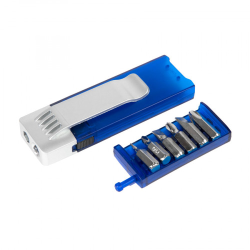 Фонарик и отвертки, синий с серебристым, 9,8х3,2х1,8 см, тампопечать