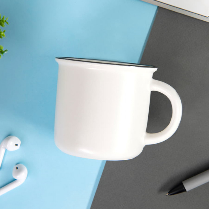 Кружка MATTI , белая матовая с черным кантом, 350 мл, фарфор