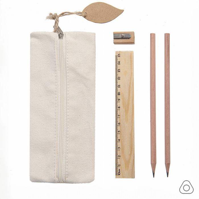 SUIT: пенал-косметичка, 2 чернографитных карандаша, точилка, линейка, бежевый