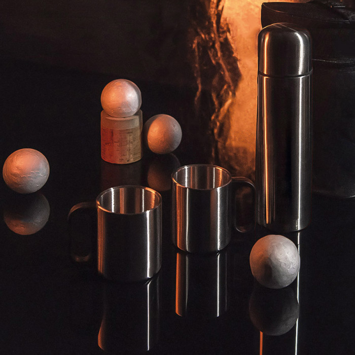 Термос, 2 кружки в чехле: 26х16х10 см, термос 500 мл, кружки 220 мл, металл, нейлон