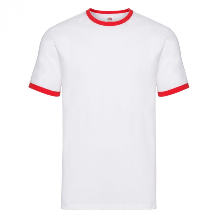 Футболка "Ringer T", белый с красным_2XL, 100% х/б, 160 г/м2