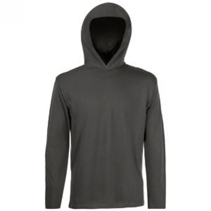 Футболка "Long Sleeve Hooded T", светлый графит_2XL, 100% х/б, 160 г/м2
