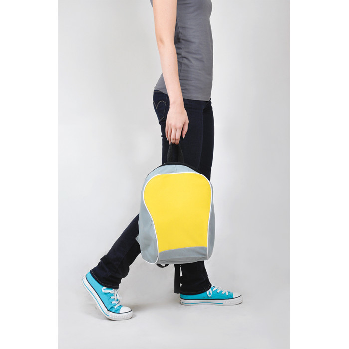 Промо-рюкзак "Fun", серый с желтым, 30х38х14 см, полиэстер, шелкография