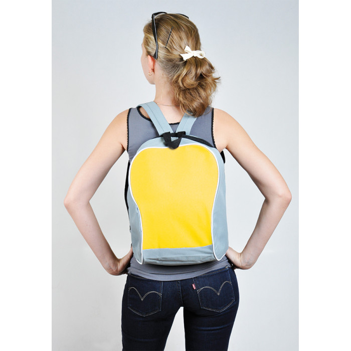 Промо-рюкзак "Fun", серый с желтым, 30х38х14 см, полиэстер, шелкография