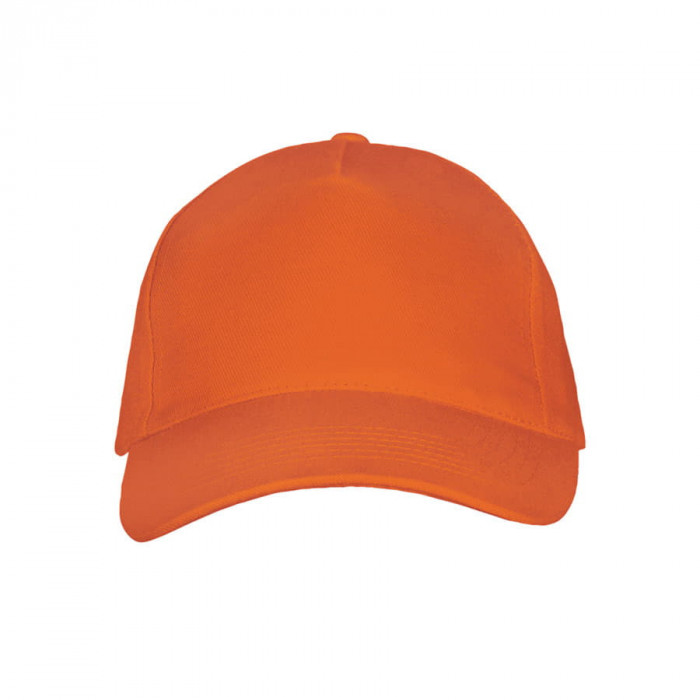 Бейсболка "LONG BEACH", 5 клиньев, метал. застежка, оранжевый, 100% хлопок, плотность 260 г/м2