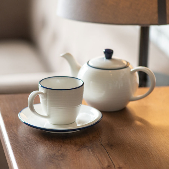 Чайник и чайная пара SEAWAVE  в упаковке, 200мл и 500мл, фарфор