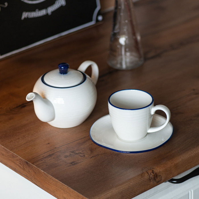 Чайник и чайная пара SEAWAVE  в упаковке, 200мл и 500мл, фарфор