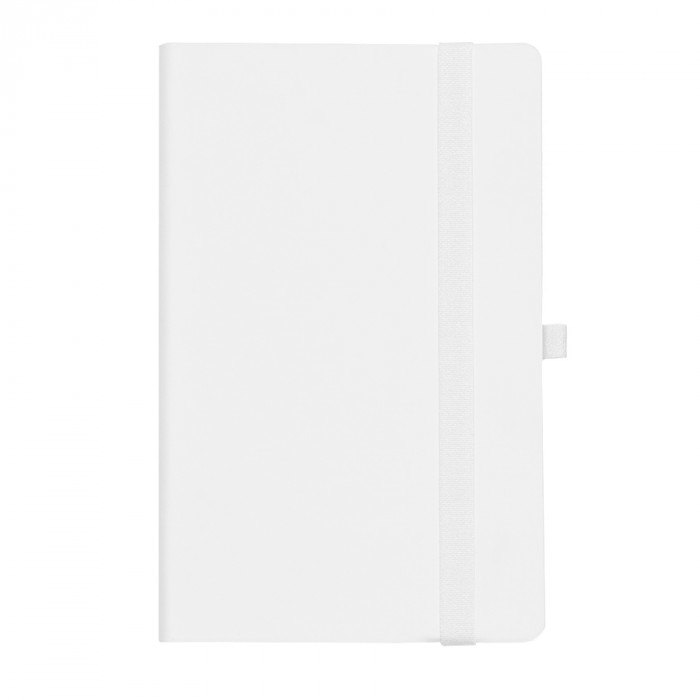 Бизнес-блокнот GRACY, 130х210 мм, белый, кремовая бумага, гибкая обложка, в линейку, на резинке