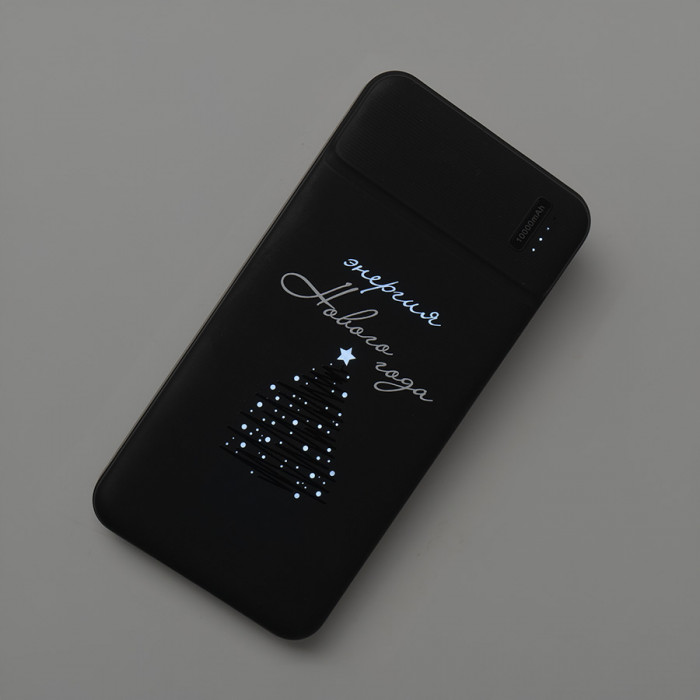 Универсальный аккумулятор Flash 10 (10000 мАч) с подсветкой и soft touch,черный,13,7х6,87х1,55мм