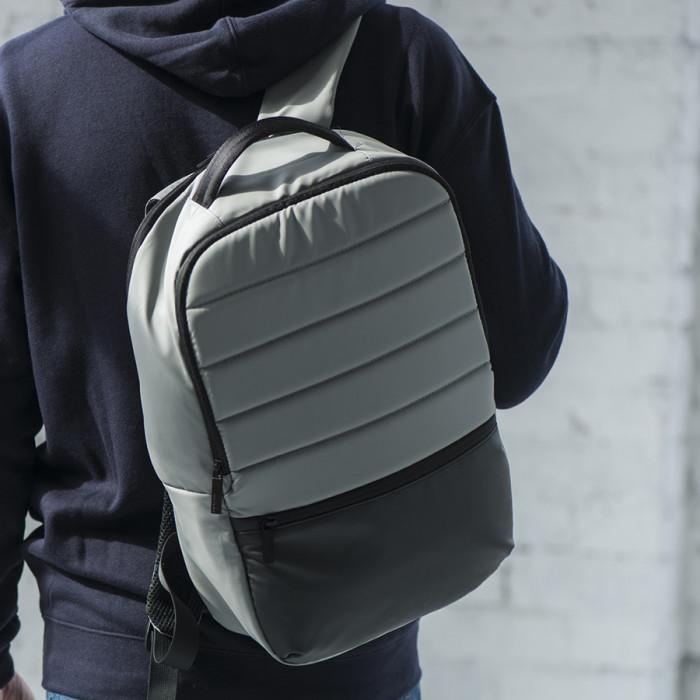 Рюкзак водостойкий 'Stian", серый/черный, 42х28х12 см, 100% полиэстер