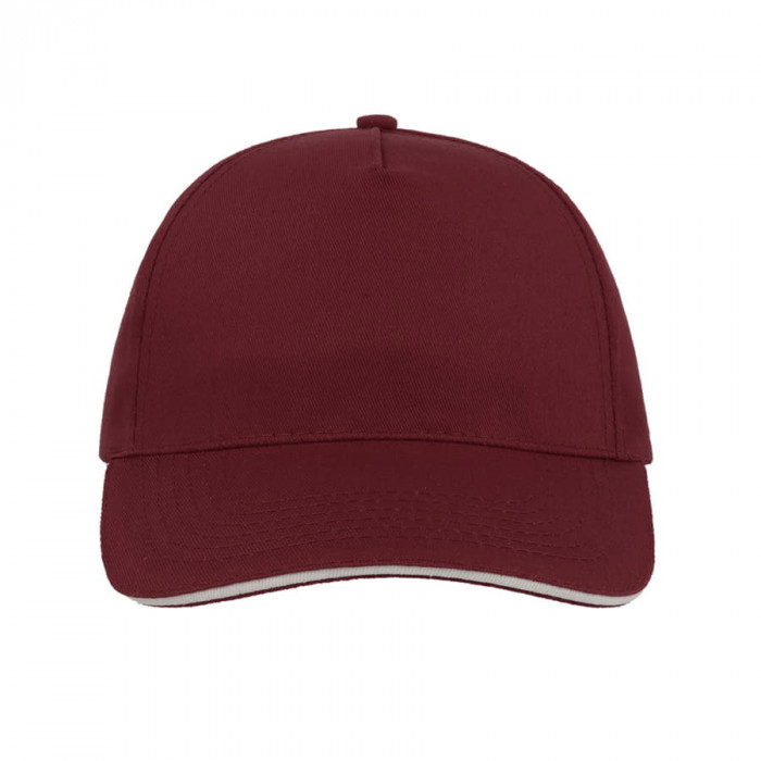 Бейсболка "START FIVE SANDWICH", 5 клиньев, застежка на липучке,бордовый, 100% хлопок, 160 г/м2