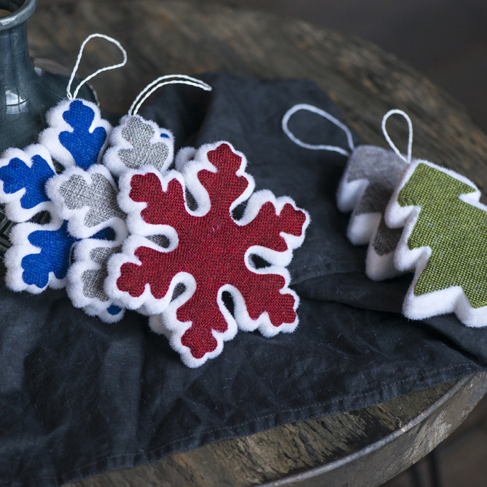 Украшение новогоднее СНЕЖИНКА, 15cм, пластик, ткань, красный