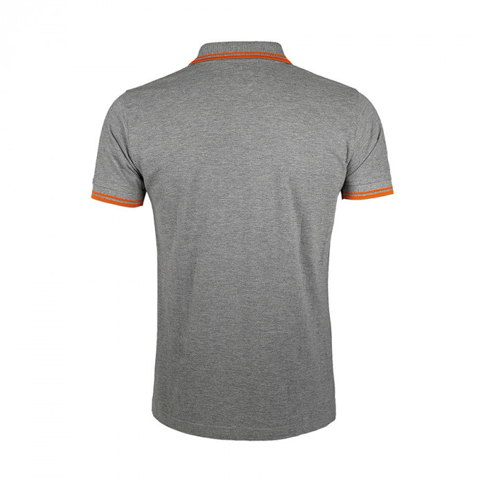Поло "Pasadena Men" серый-меланж, оранжевый_S, 100% х/б, 200г/м2