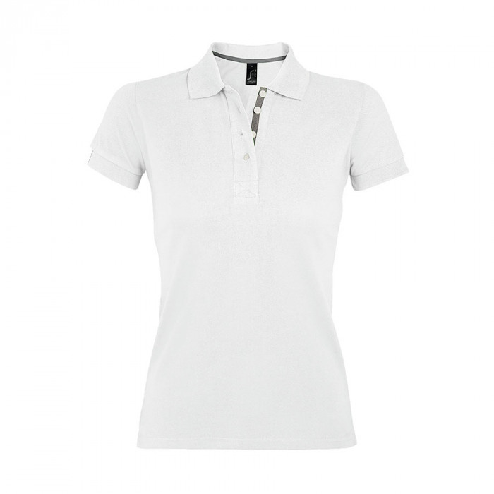 Поло "Portland Women", белый, серый_2XL, 100% х/б, 200г/м2