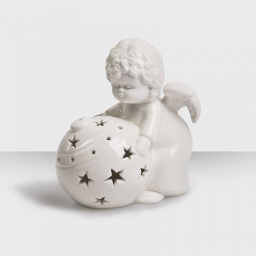 Подсвечник "Ангел с елочным шаром"