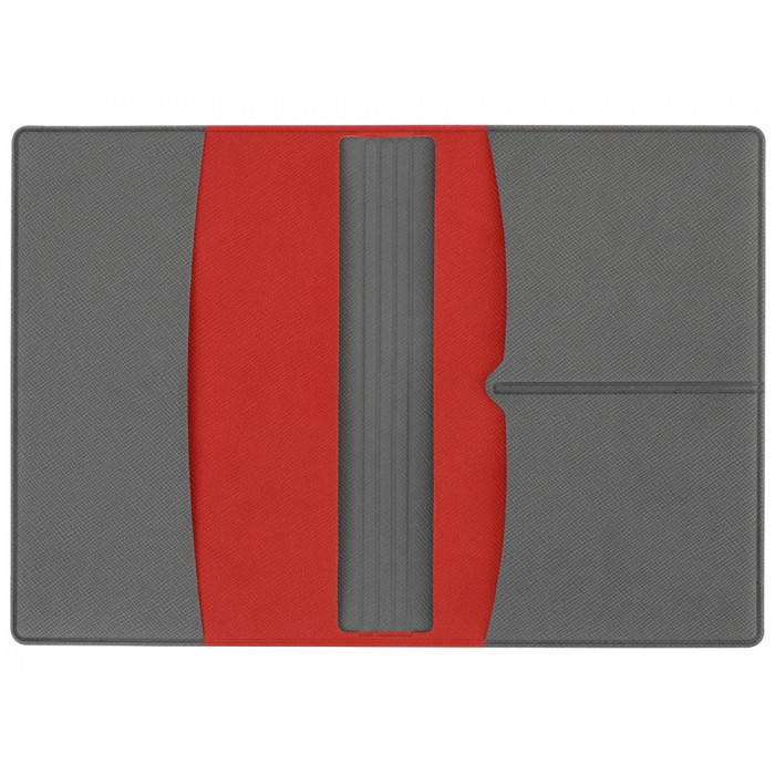 Обложка для паспорта с RFID защитой отделений для пластиковых карт Favor, красная/серая