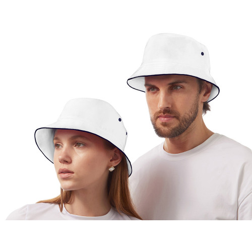 Панама с контрастной окантовкой , белый/темно-синий