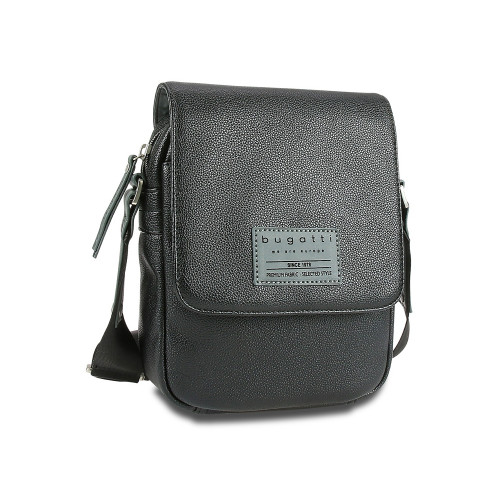 Сумка наплечная BUGATTI Moto D, чёрная, полиуретан, 18х6х25 см, 2 л