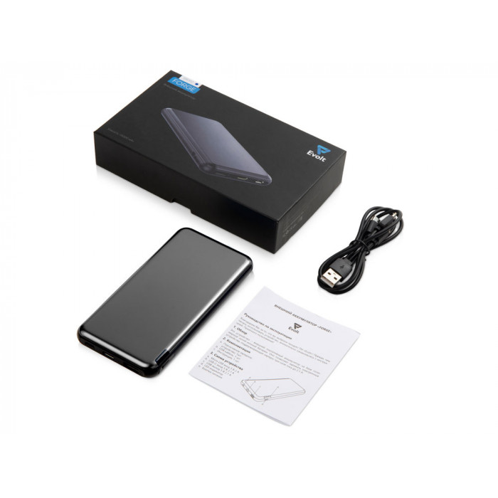 Внешний аккумулятор Forge v.2, металл, 10000mah, серый