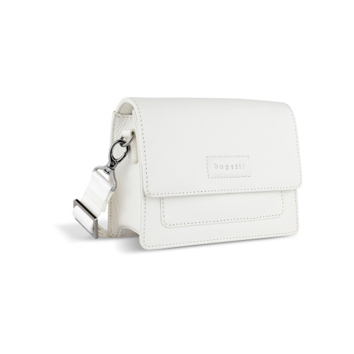 Сумка через плечо женская BUGATTI Elsa, белая, воловья кожа/полиэстер, 18,5х8,5х14,5 см