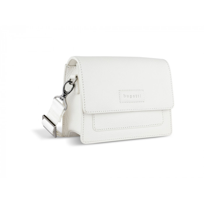 Сумка через плечо женская BUGATTI Elsa, белая, воловья кожа/полиэстер, 18,5х8,5х14,5 см