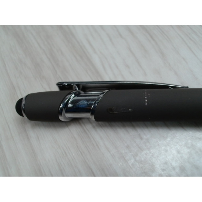 Ручка металлическая soft-touch шариковая со стилусом Sway, серый/серебристый (P)