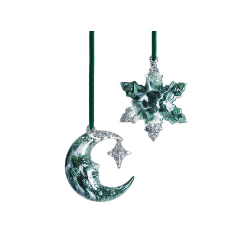 Елочные игрушки (Полумесяц+Снежинка) Авантюрин зеленый