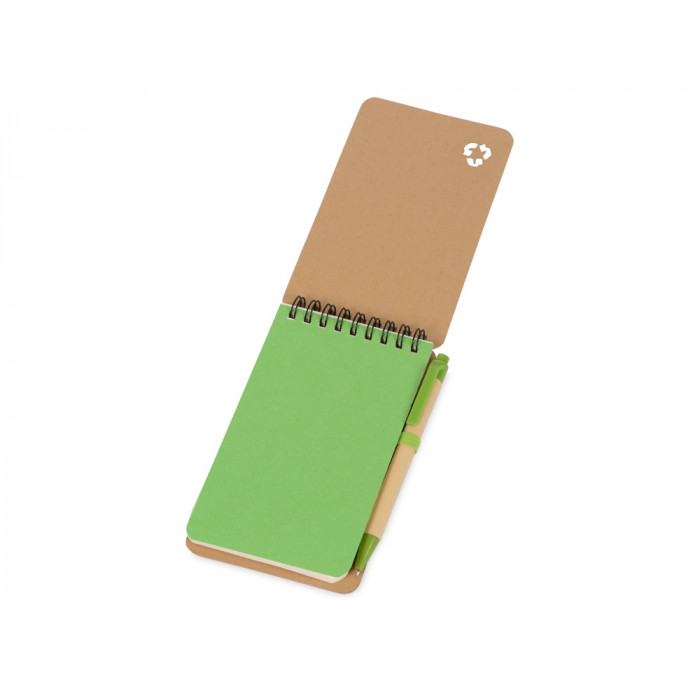 Набор канцелярский с блокнотом и ручкой Masai, 70 л. нелинованных, зеленое яблоко