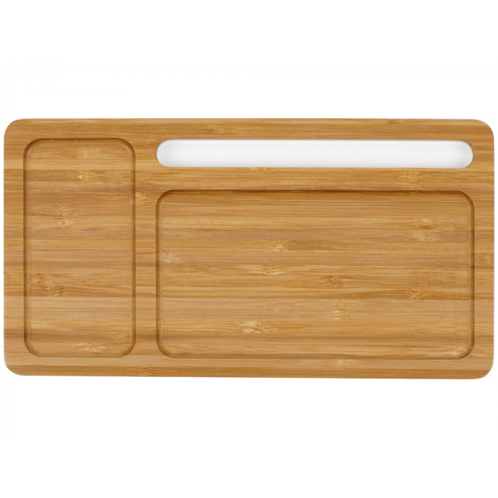 Беспроводное зарядное устройство-органайзер из бамбука Timber, темно-натуральный/белый