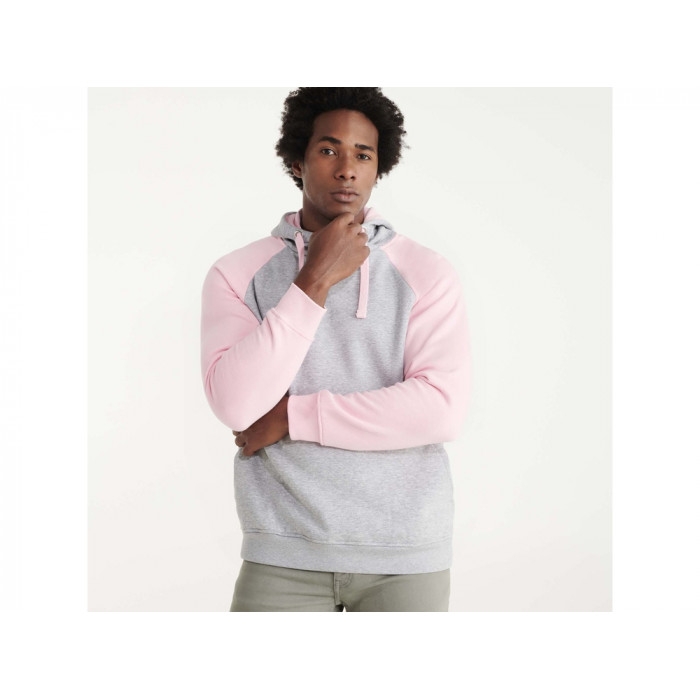 Толстовка с капюшоном Badet мужской, серый меланж/светло-розовый