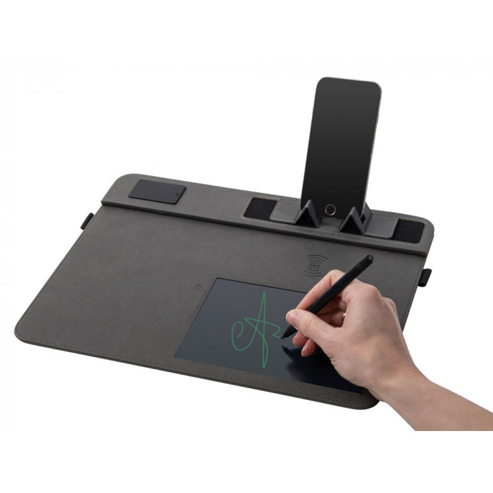 Многофункциональный коврик для мыши Multi Pad с беспроводной зарядкой и LCD экраном, 10 Вт, черный