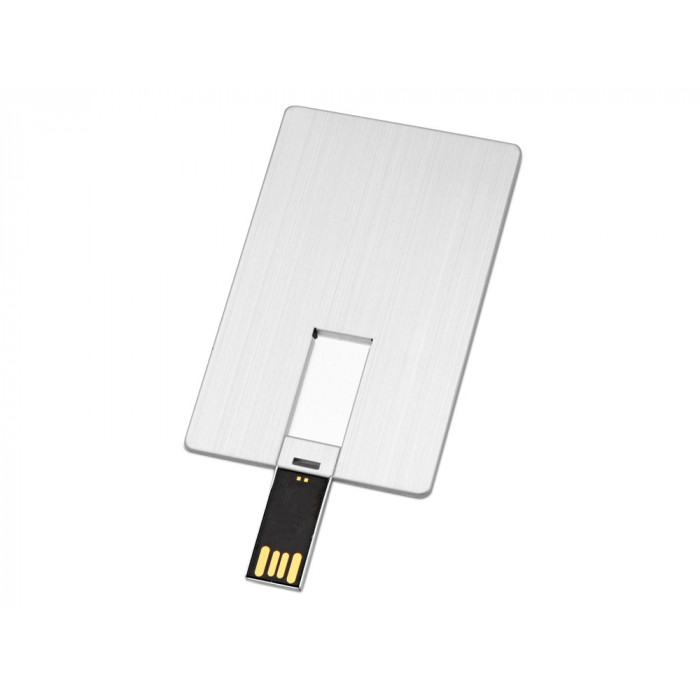 Флеш-карта USB 2.0 64 Gb в виде металлической карты Card Metal, серебристый