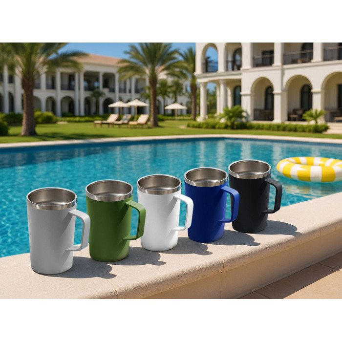 Стальная кружка с двойными стенками и порошковым покрытием Tibet, хаки