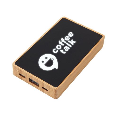 Внешний аккумулятор с подсветкой лого Reedia S2, 5000 mAh, бамбук, черный