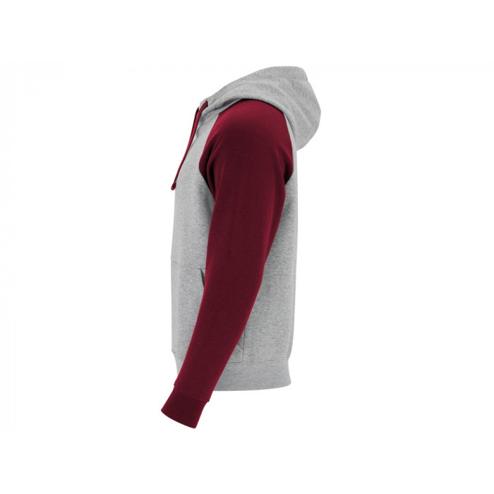 Толстовка с капюшоном Badet мужской, серый меланж/гранатовый
