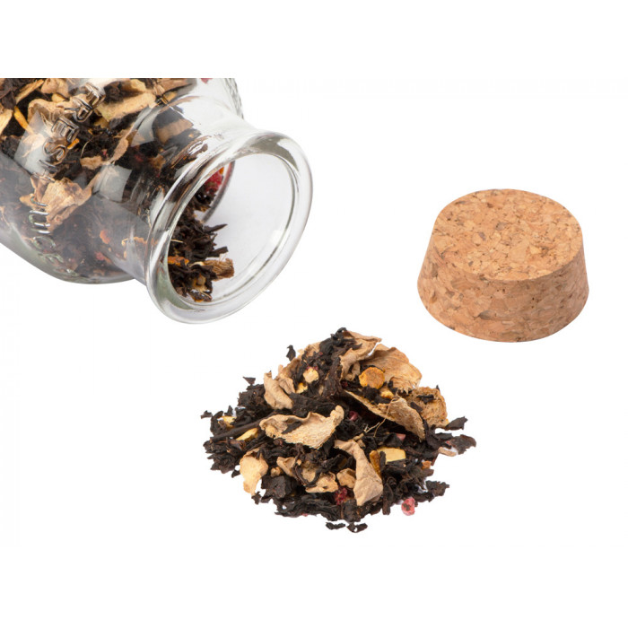 Чай черный, с соком имбиря, кусочками апельсина и малины, 100г