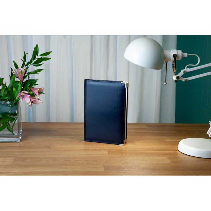 Ежедневник А5 полудатированный Imperium, синий (уголки и срез золото)