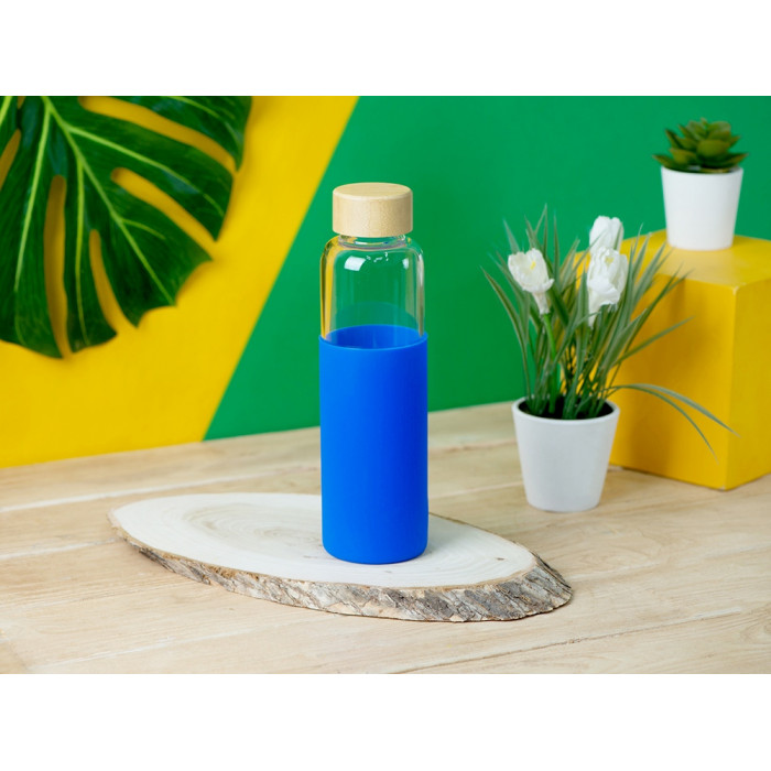 Бутылка для воды стеклянная Refine, в чехле, 550 мл, темно-синий