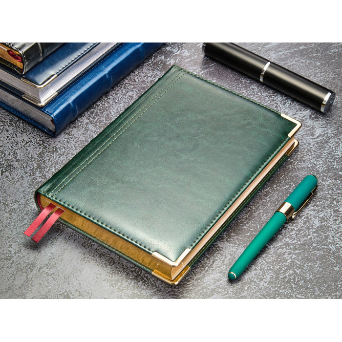 Ежедневник А5 полудатированный Boss, зеленый