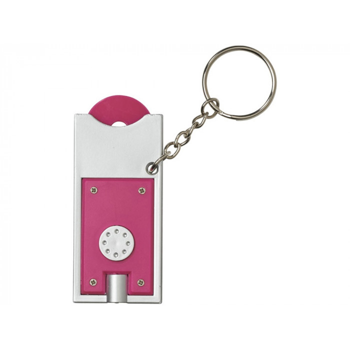 Брелок-держатель для монет Allegro с фонариком, фуксия/серебристый