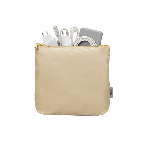 Органайзер для электроники и проводов Amalia из полиэстера 300D с подкладкой, бежевый