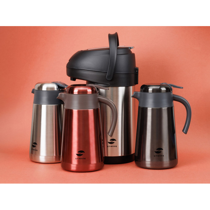 Термокофейник Stinger, 1,6 л, нержавеющая сталь, красный, 18 x 13,6 x 25,9 см